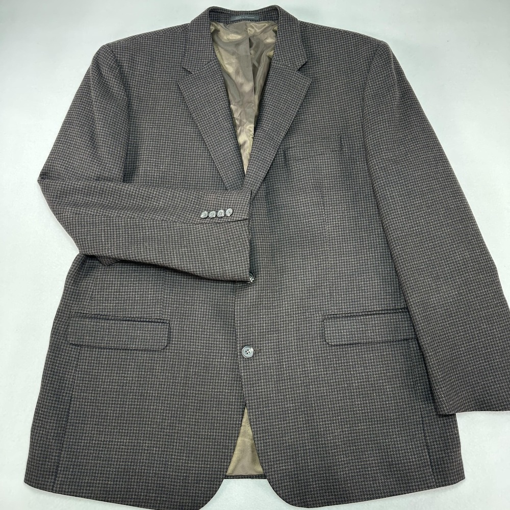 Lauren Ralph Lauren Sport Coat Mens 48L Houndstooth Wool Tweed Blazer Jacket